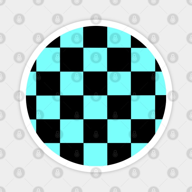 Aqua Blue Checkers Magnet by Lady Lilac